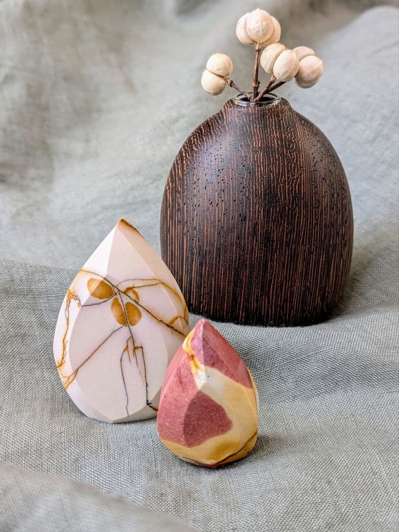 希少　♡Mookaite Jasper　ムーカイト♡　風景画　枝葉　2個セット