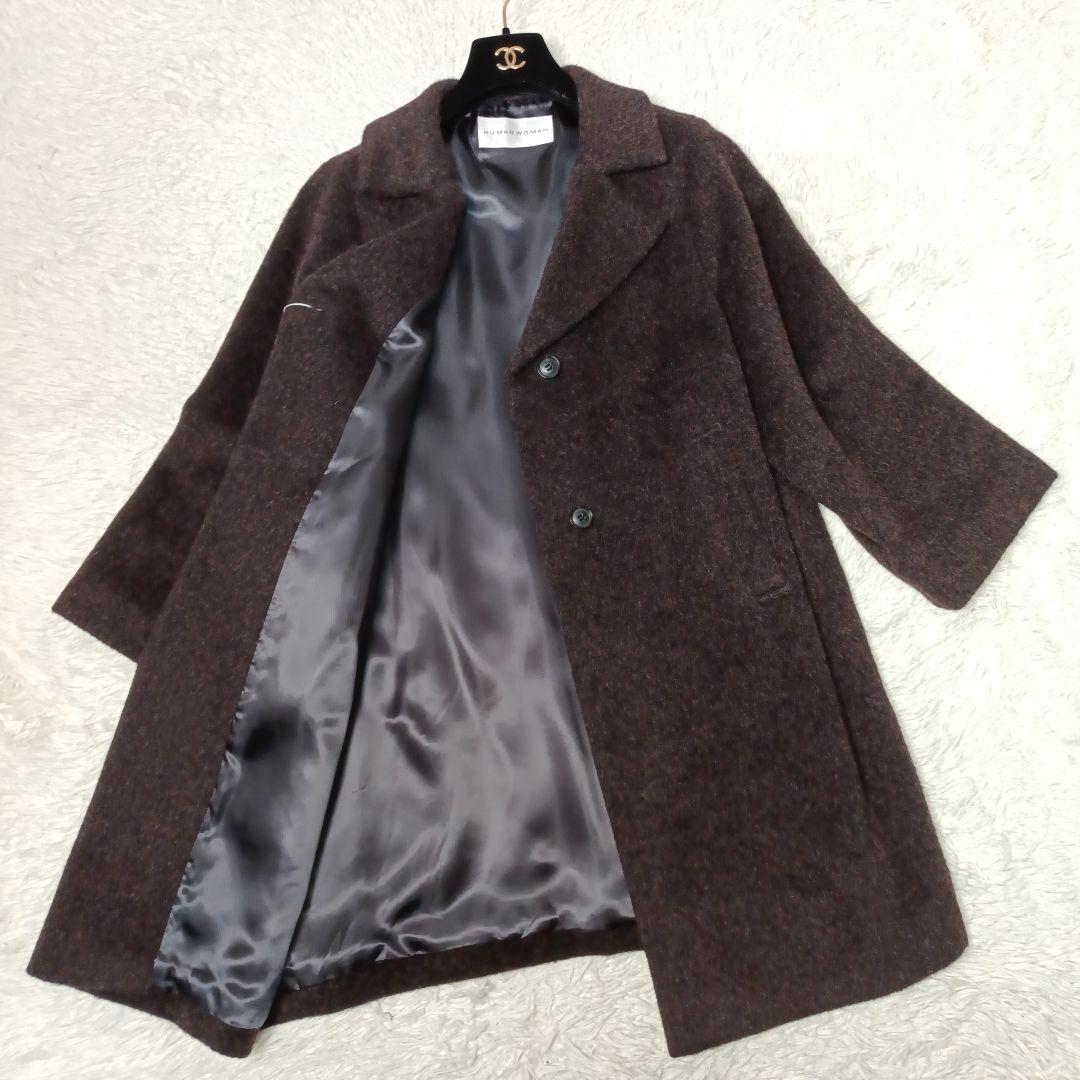 未使用・タグ付■HUMAN　WOMAN ウール チェスターコート ブラウン系