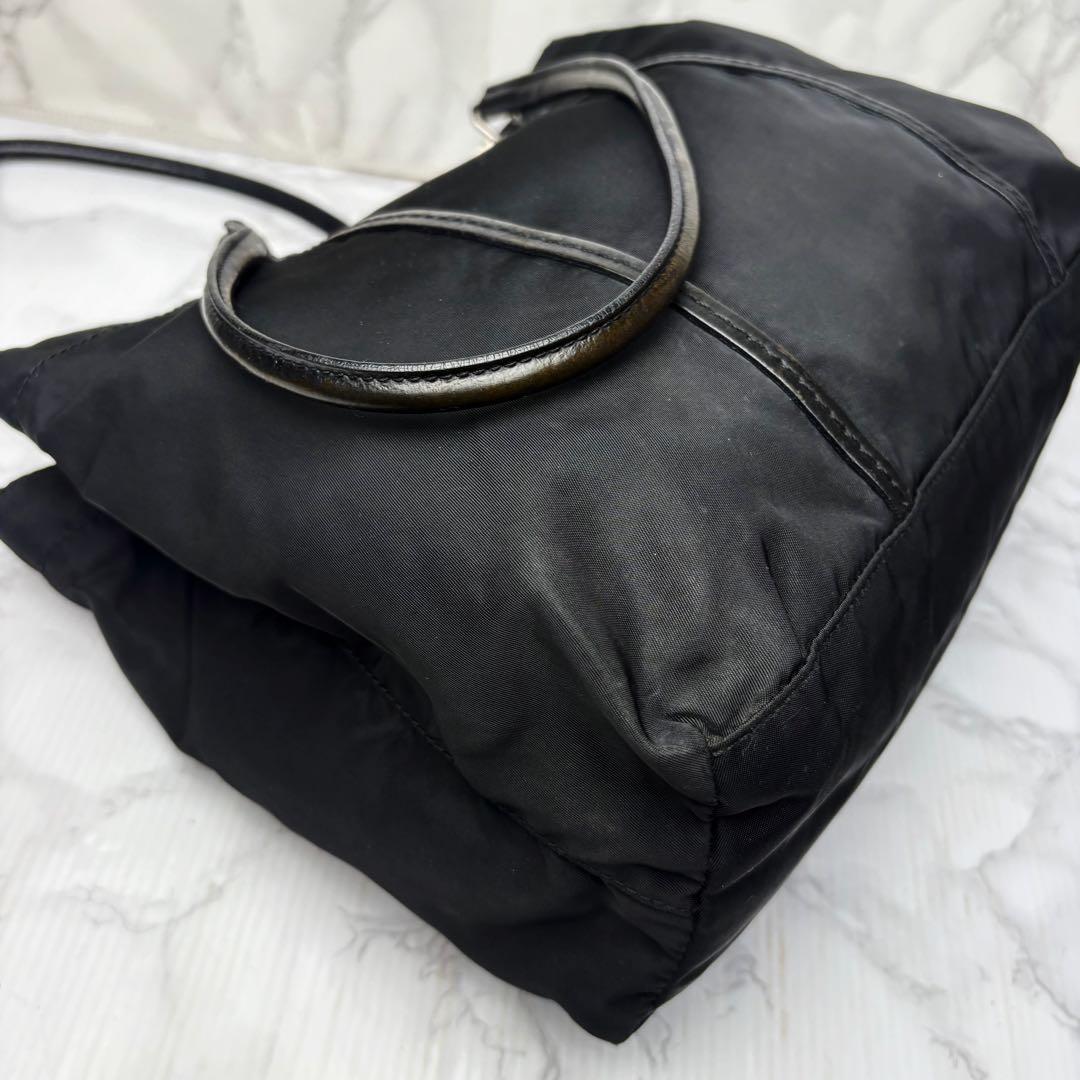 041 美品 PRADA ハンドバッグ トートバッグ 三室構造 黒 lt6