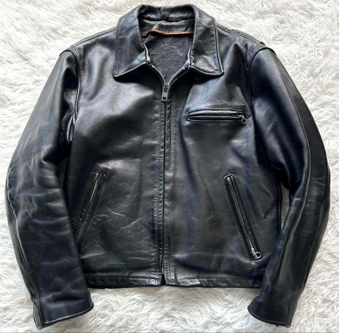 Schottブラックレザーシングルライダースジャケット