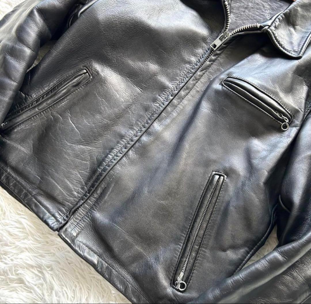 Schottブラックレザーシングルライダースジャケット