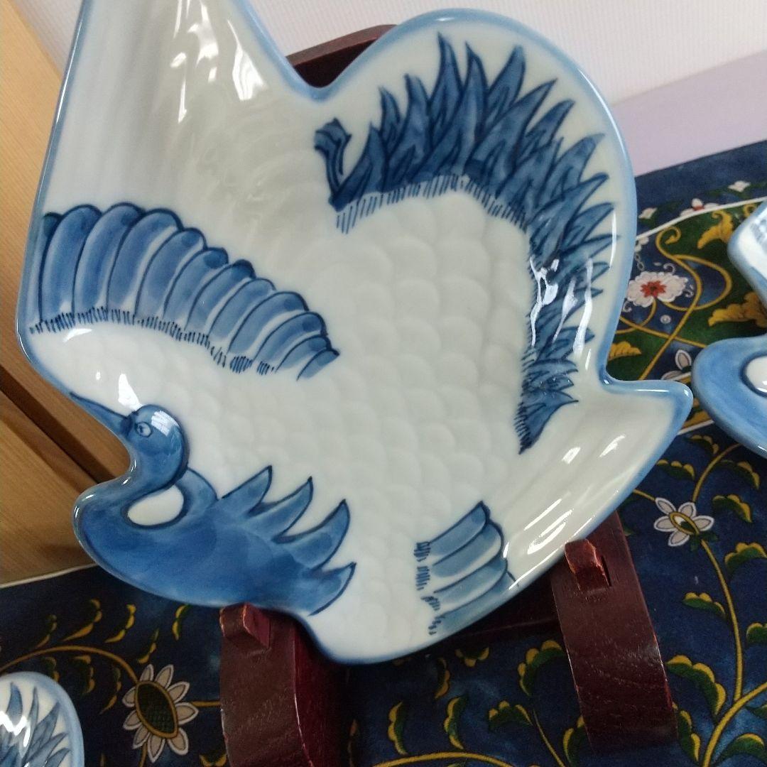 源右衛門⭐️染付鶴形 銘々皿 五枚組