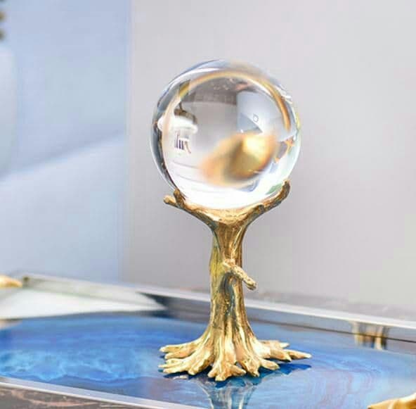 職業手作り作品 ぜいたくな装飾 水晶玉振子. 真鍮細工スタンド