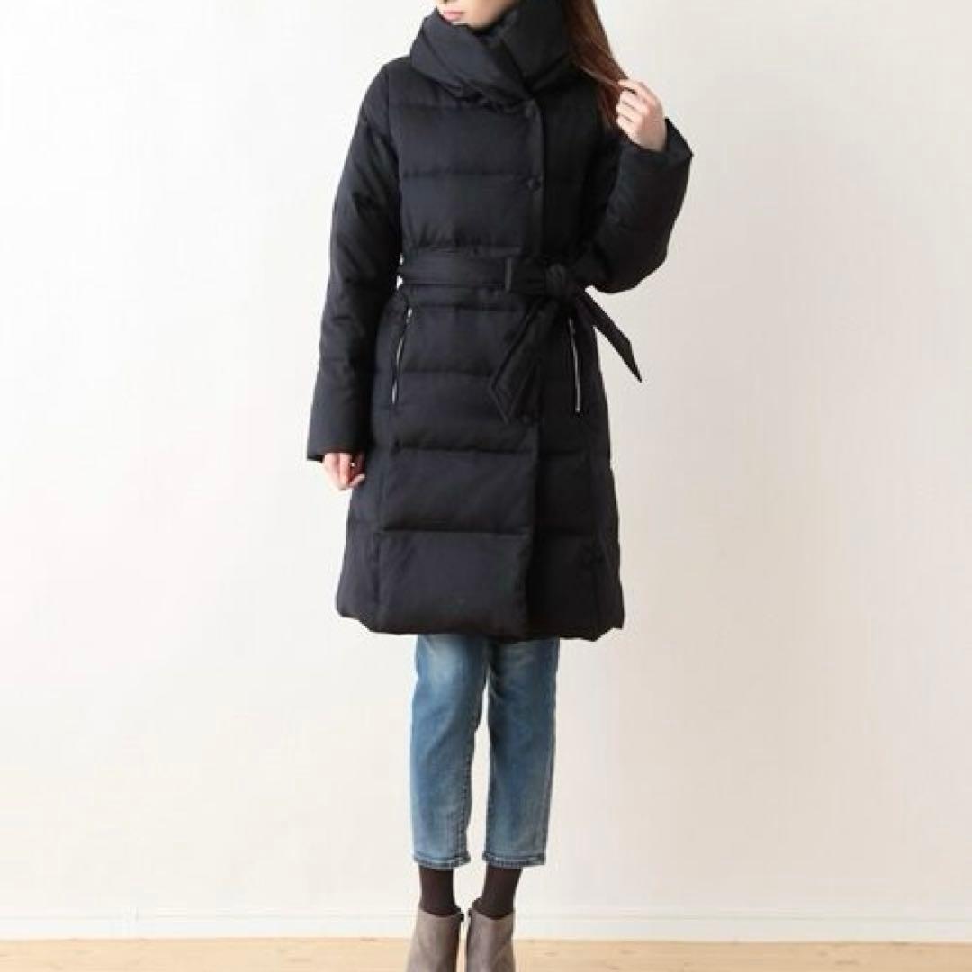 美品✨シップス 高級 シルク カシミヤ ショールカラー ダウンコート M 紺