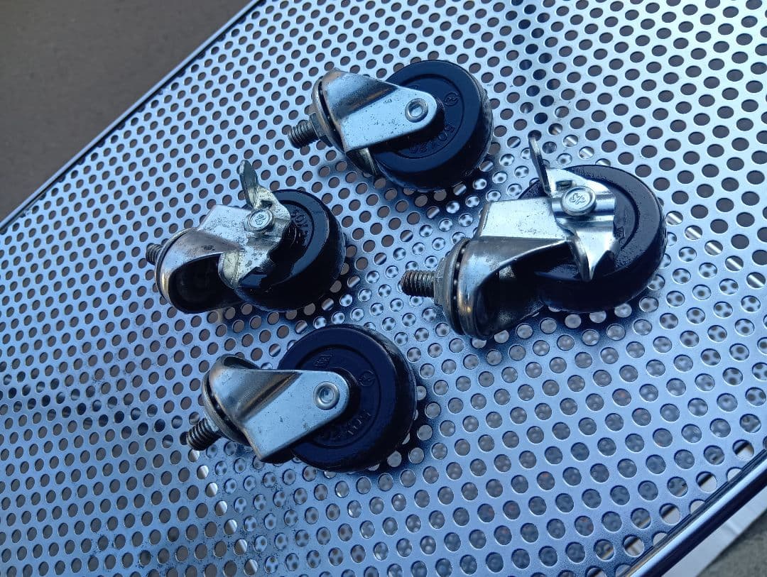 希少　1980's　スペースエイジ　パンチングメタル　ステン　シェルフ　ワゴン