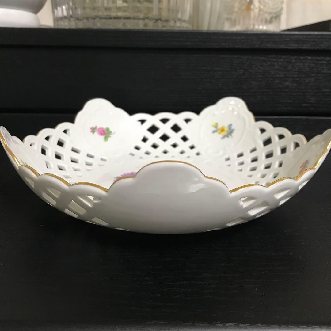 マイセン　透かしプレート　透かしボウル