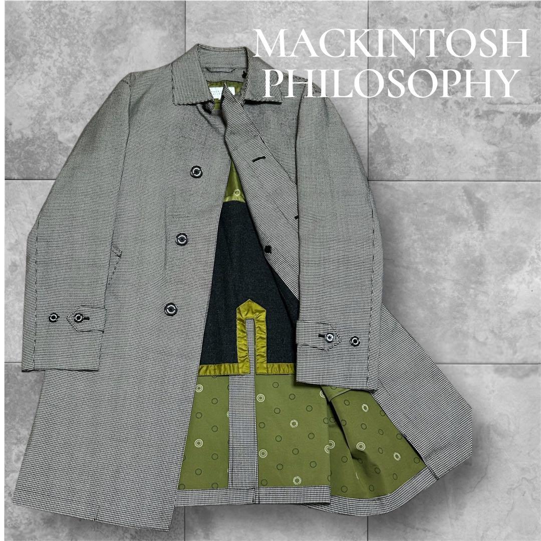 【美品】マッキントッシュ　千鳥柄　ステンカラーコート　ライナー付き　2WAY L