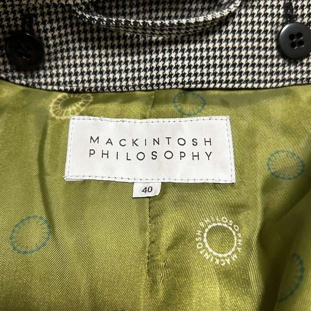 【美品】マッキントッシュ　千鳥柄　ステンカラーコート　ライナー付き　2WAY L