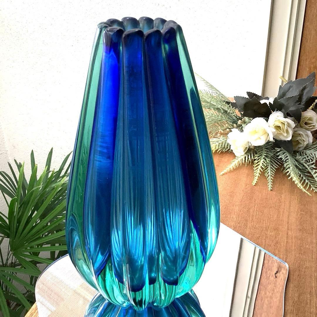 【ブルー&グリーン　2層ガラス】　フラワーベース