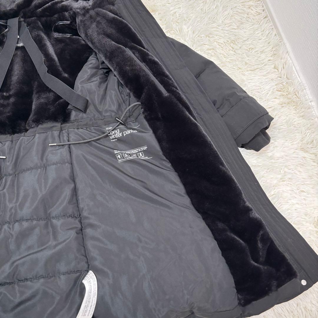 美品　ZARA ロング　コート　ダウン　黒　ファー