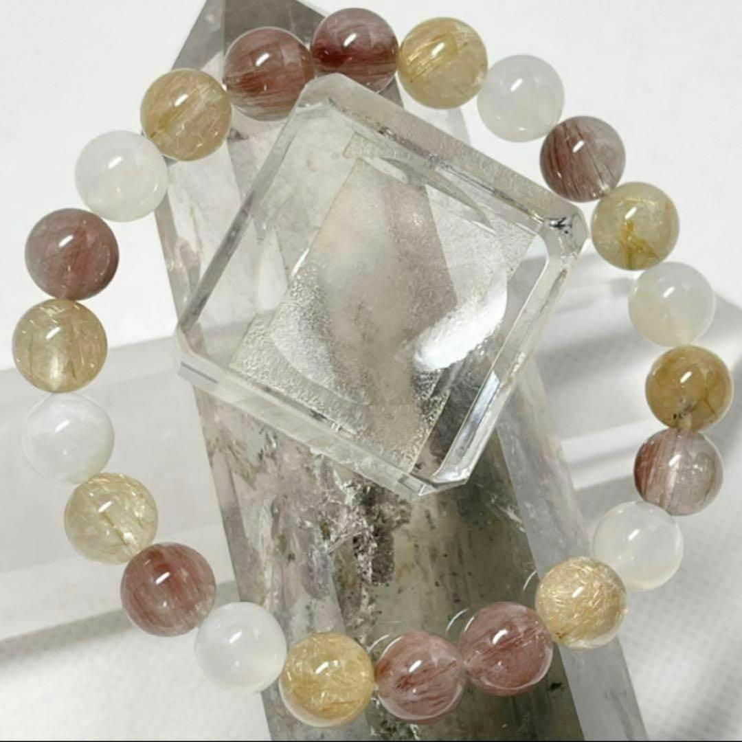 ルチルクオーツ　ムーンストーン　パワーストーンブレスレット　内径約16cm