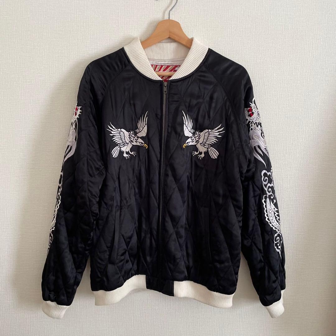 HOUSTON JAPAN ALASKA 刺繍スカジャン ブラック