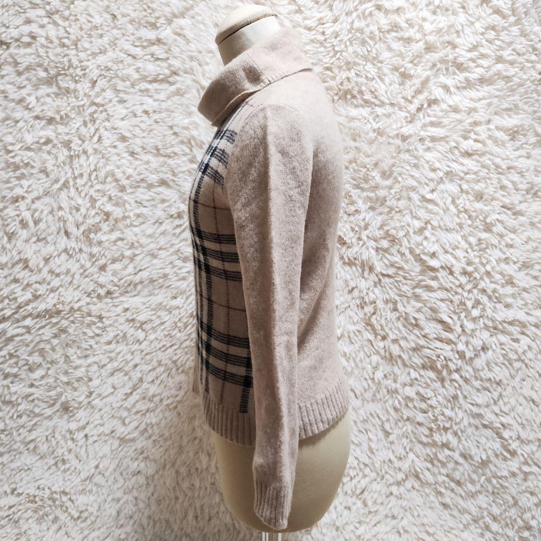 バーバリーロンドン　タートルネックニットセーター　ノバチェック　キャメル24%