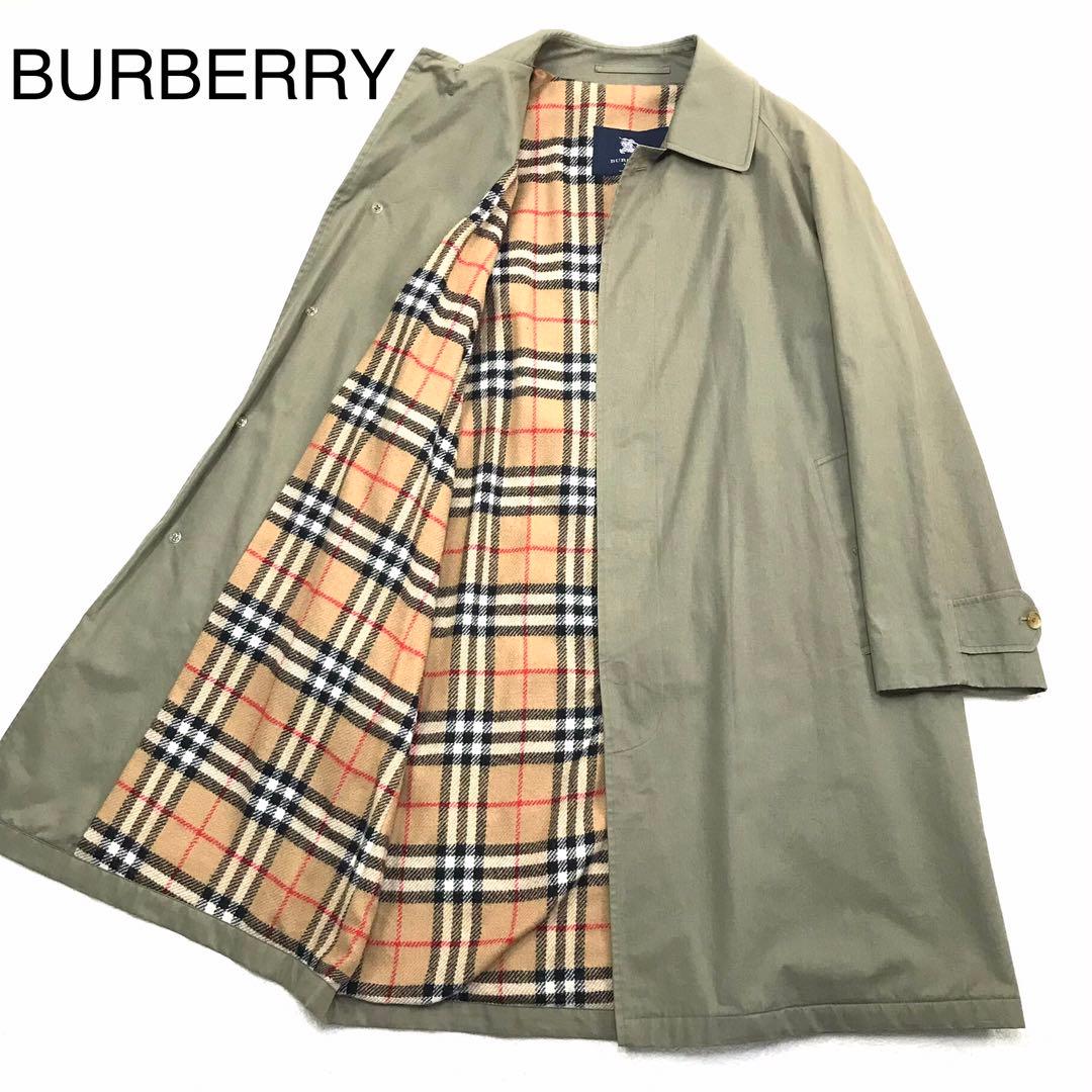 バーバリー オリーブ グリーン ステンカラーコート ノバチェック