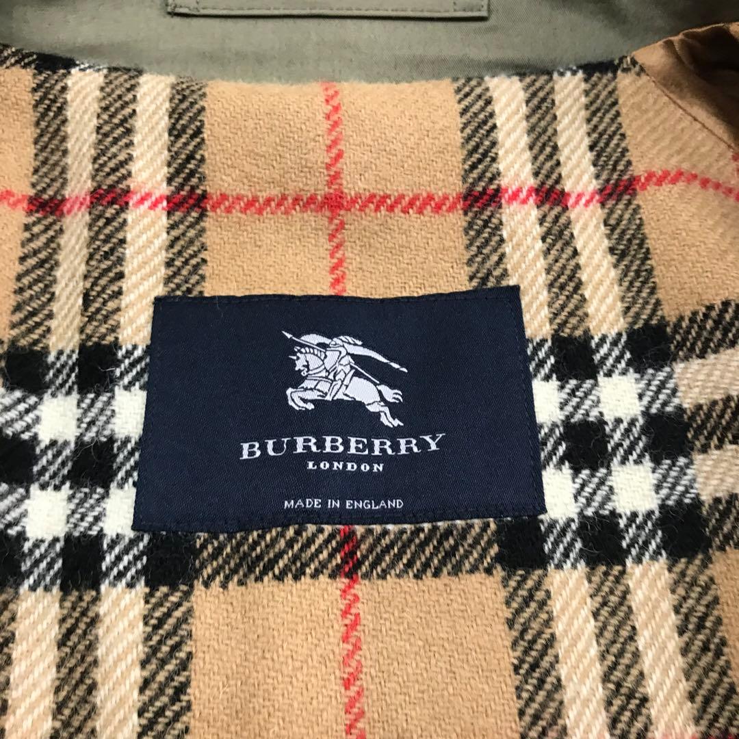 バーバリー オリーブ グリーン ステンカラーコート ノバチェック