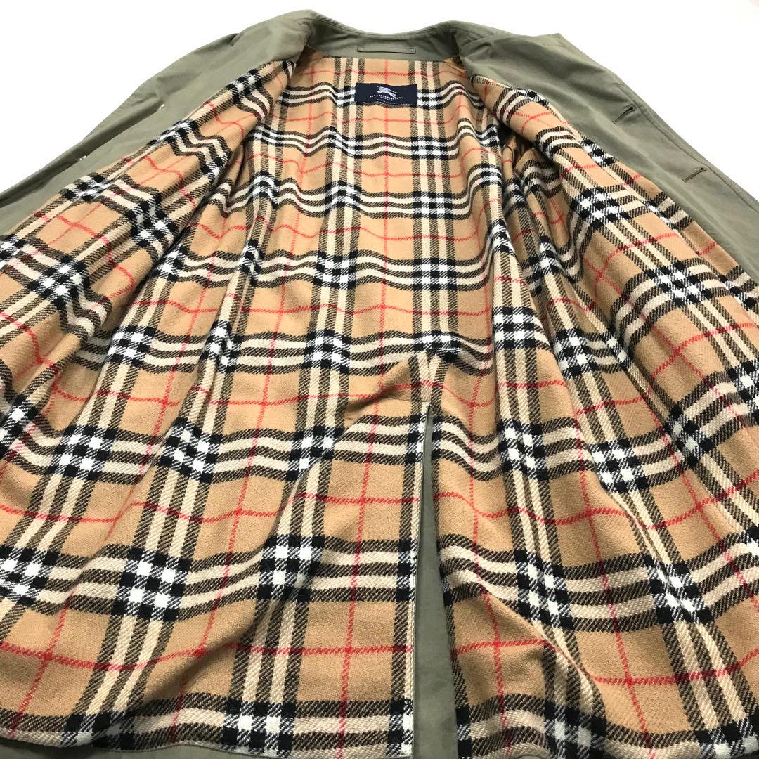 バーバリー オリーブ グリーン ステンカラーコート ノバチェック
