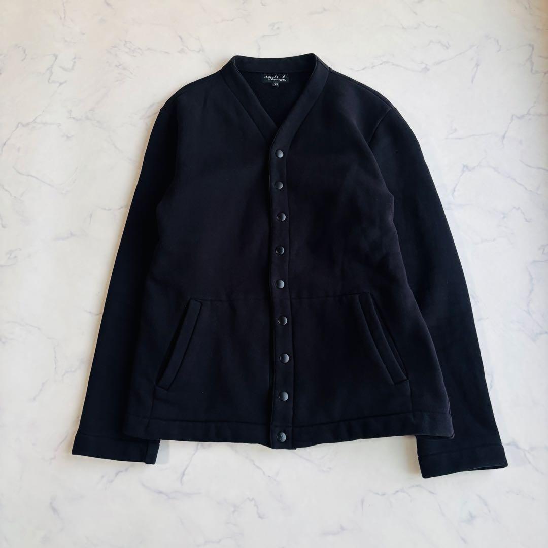 アニエスベー オム プレッション カーディガン 黒ボタン オールブラック