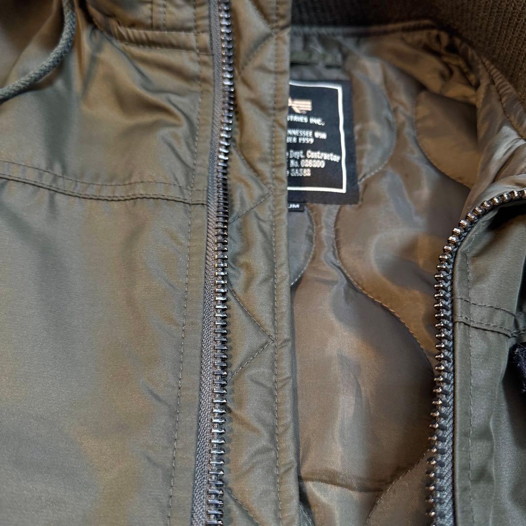 アルファインダストリーズ フーデッドリブジャケット MA-1 カーキ M