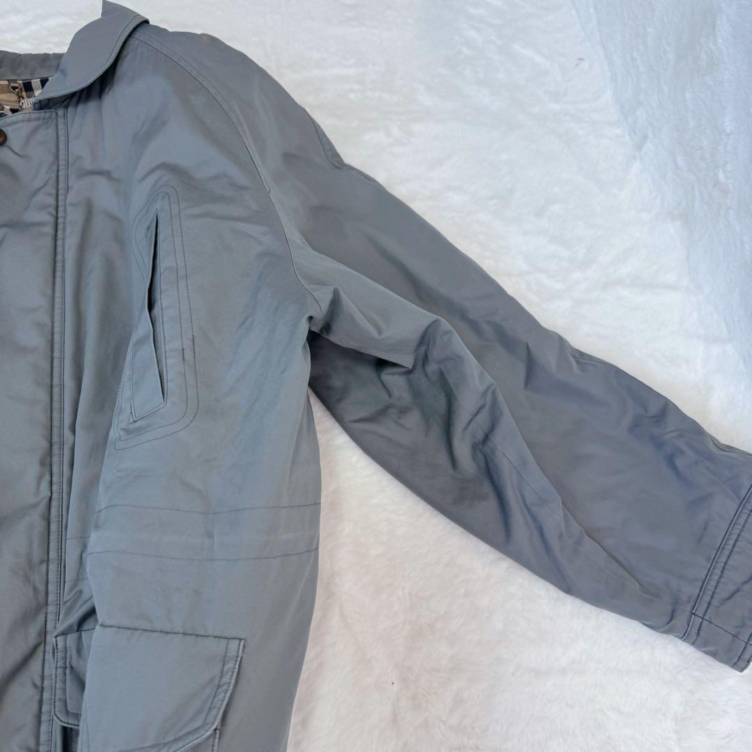 美品✨バーバリーズ　ステンカラーコート　ノバチェック　ライナー付き　グレー M