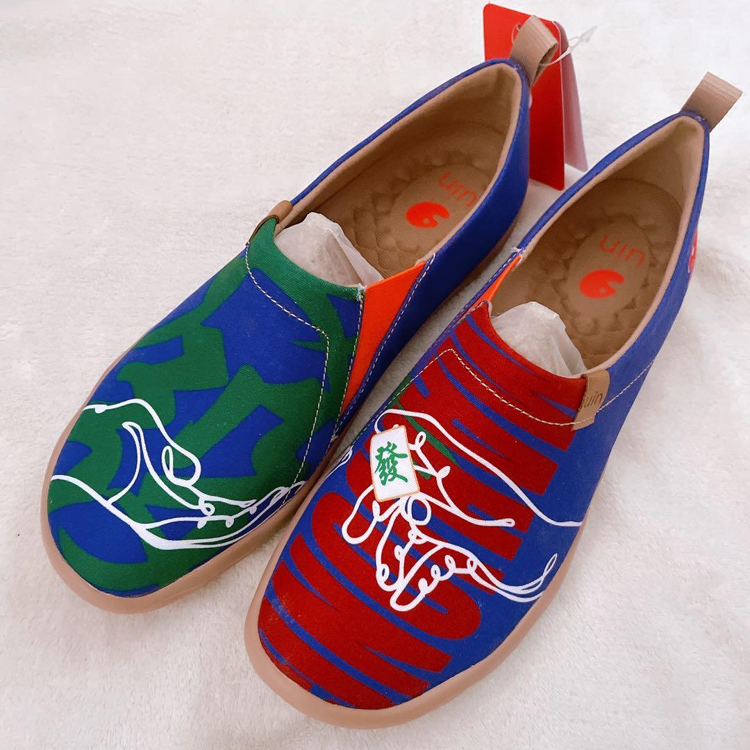 スリッポン フラットシューズ 和柄 和 靴 男女兼用 25.0cm