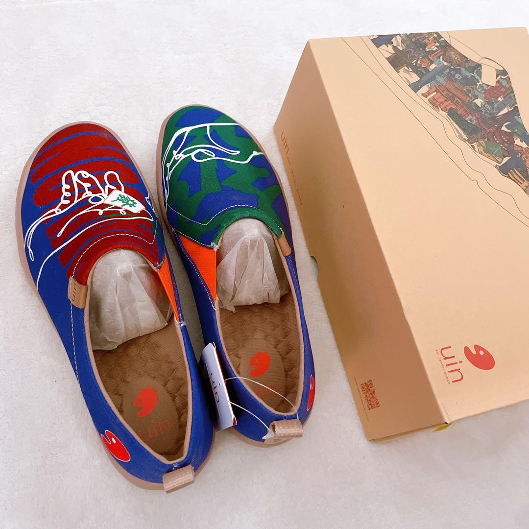 スリッポン フラットシューズ 和柄 和 靴 男女兼用 25.0cm