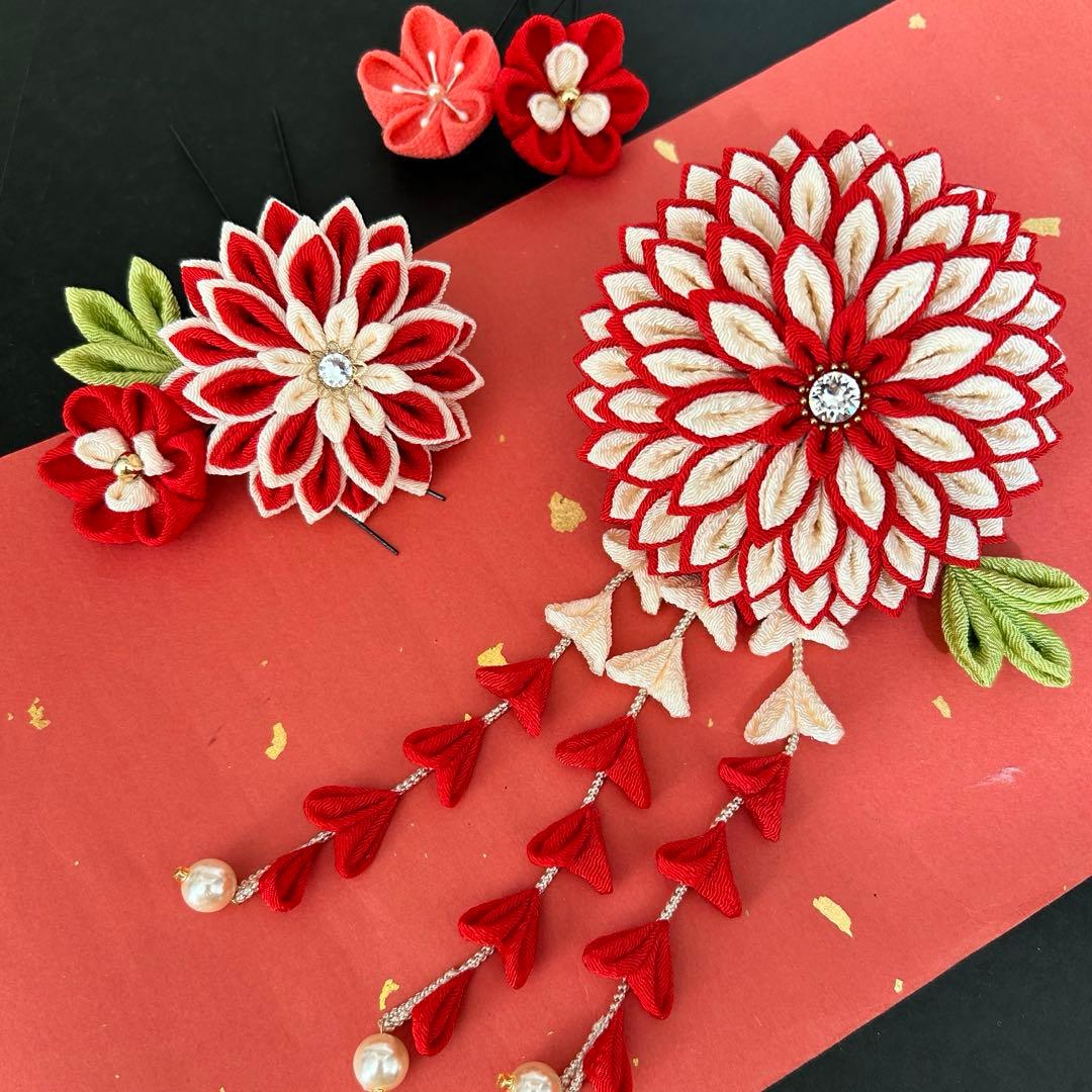 つまみ細工髪飾り かんざし 卒業式 成人式 袴 振袖セット 前撮り 後撮り 着物