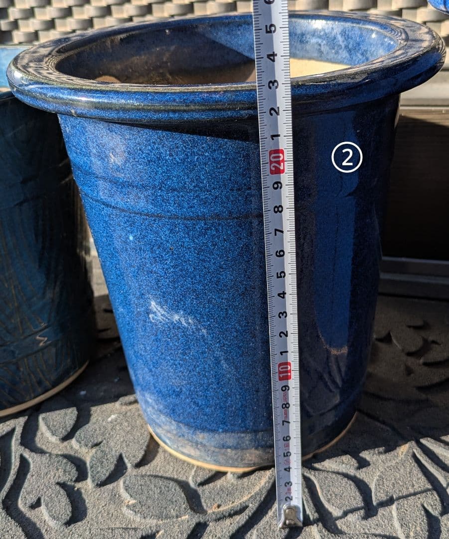 ★青い陶器製植木鉢8個セット