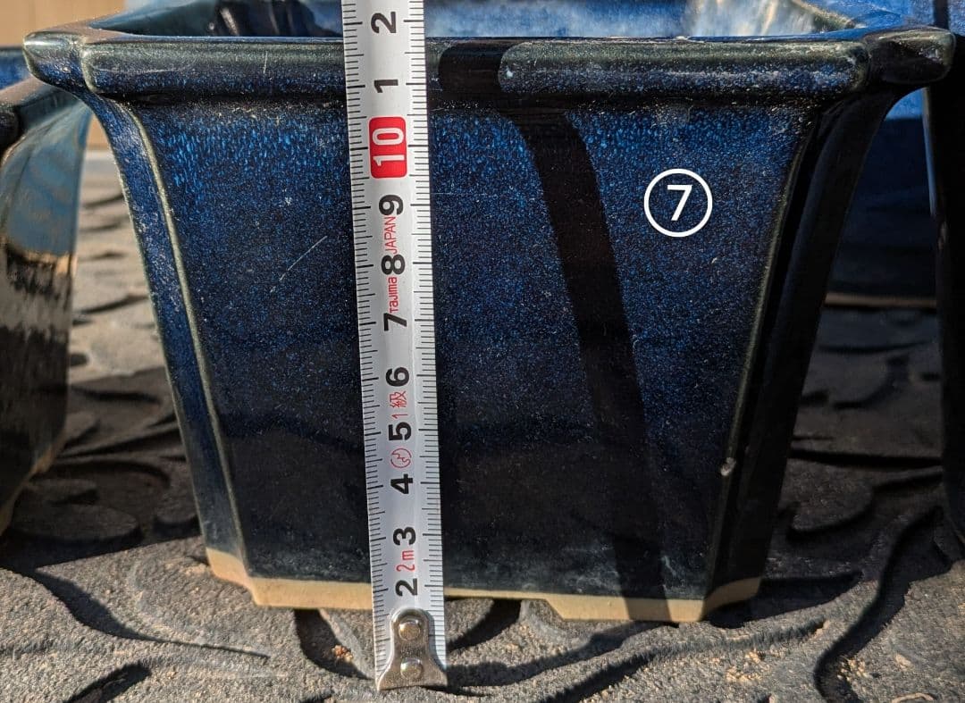 ★青い陶器製植木鉢8個セット