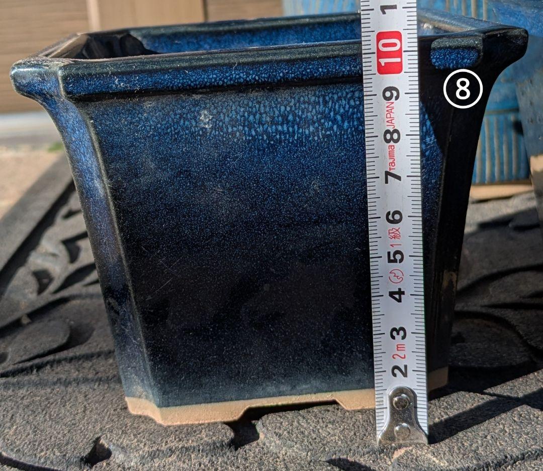 ★青い陶器製植木鉢8個セット