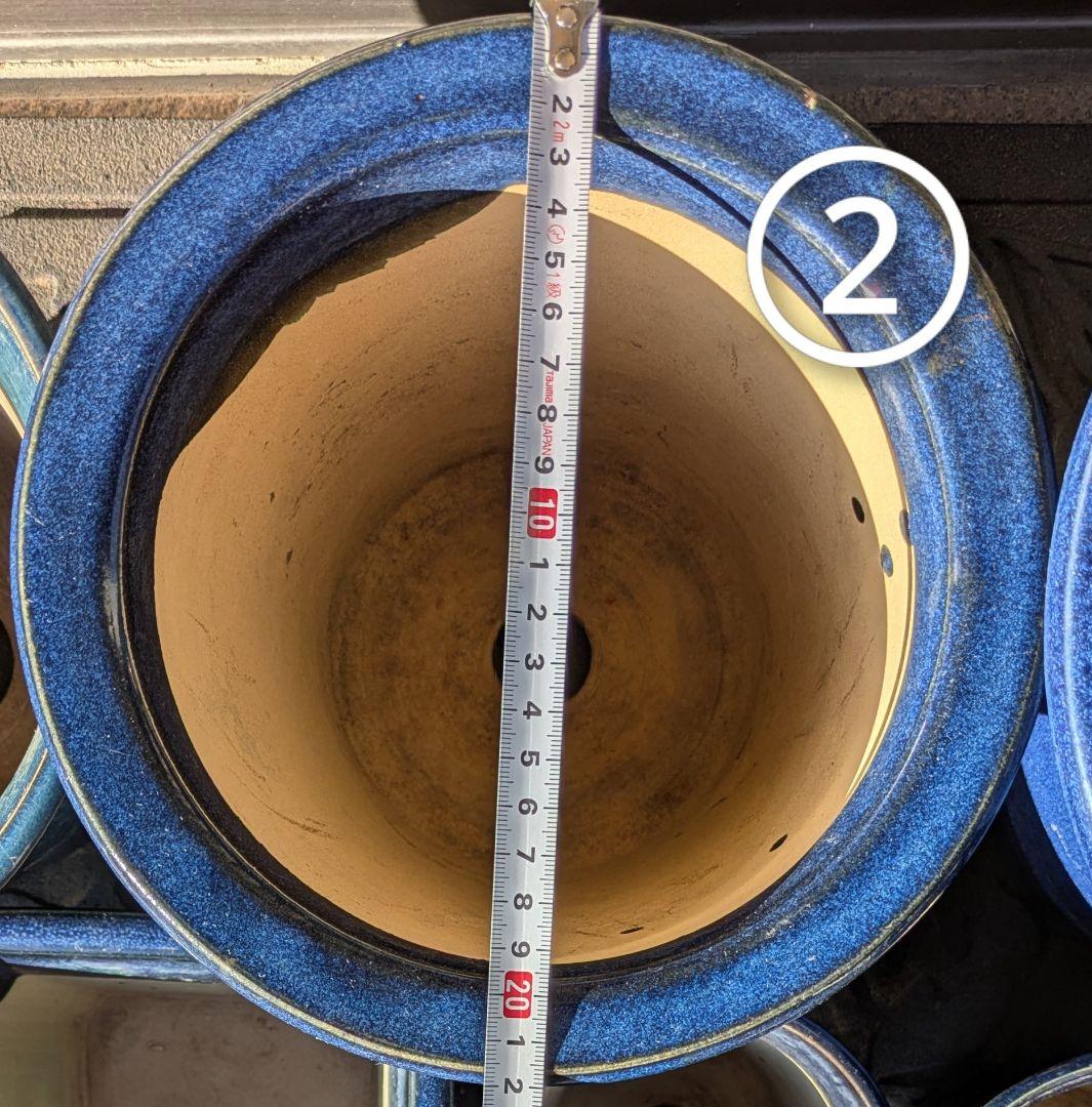 ★青い陶器製植木鉢8個セット