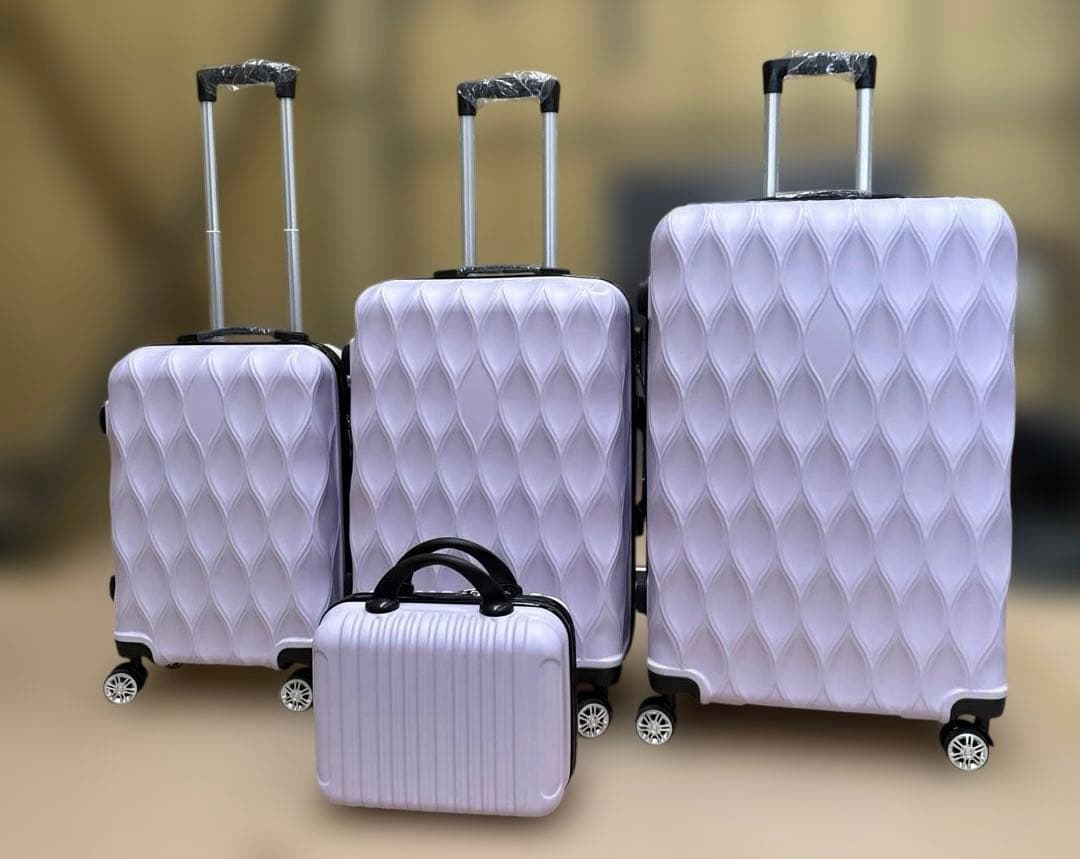 ラベンダーピンクキャリーケースソフトスーツケース 大小セット4個入れ子構造