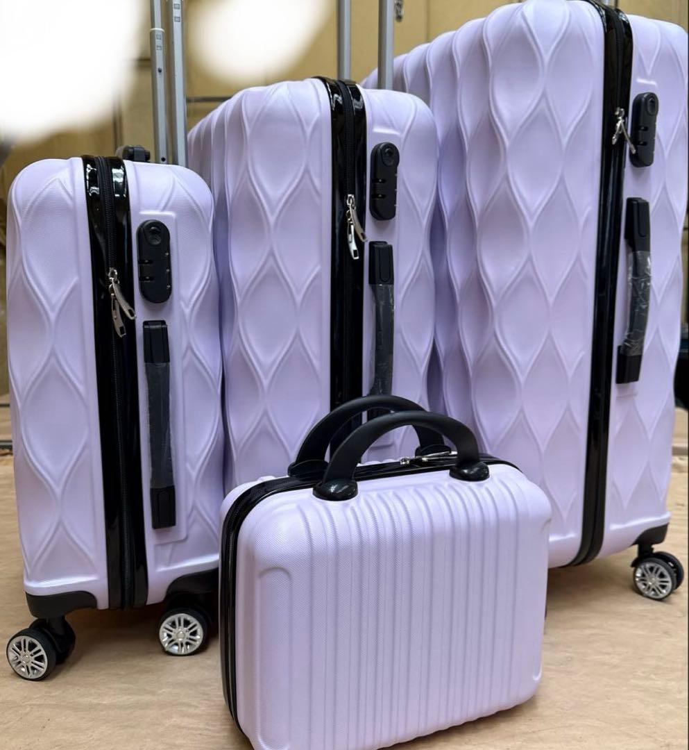 ラベンダーピンクキャリーケースソフトスーツケース 大小セット4個入れ子構造
