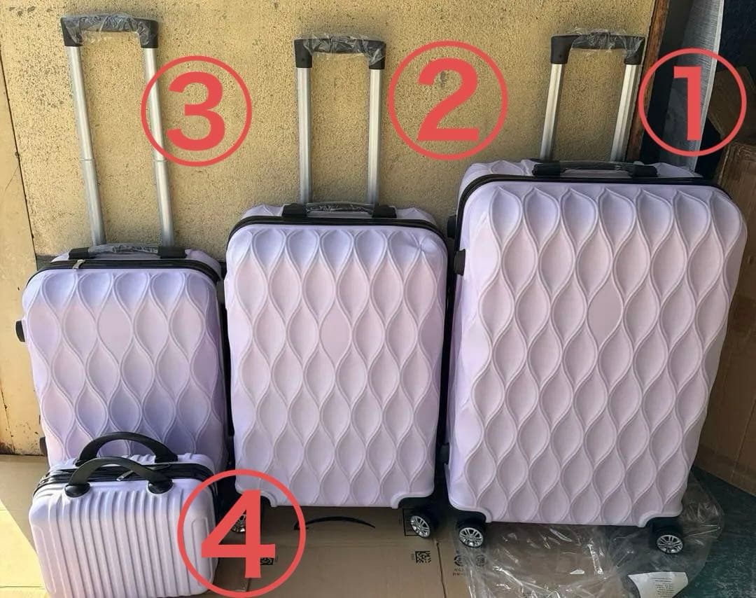 ラベンダーピンクキャリーケースソフトスーツケース 大小セット4個入れ子構造