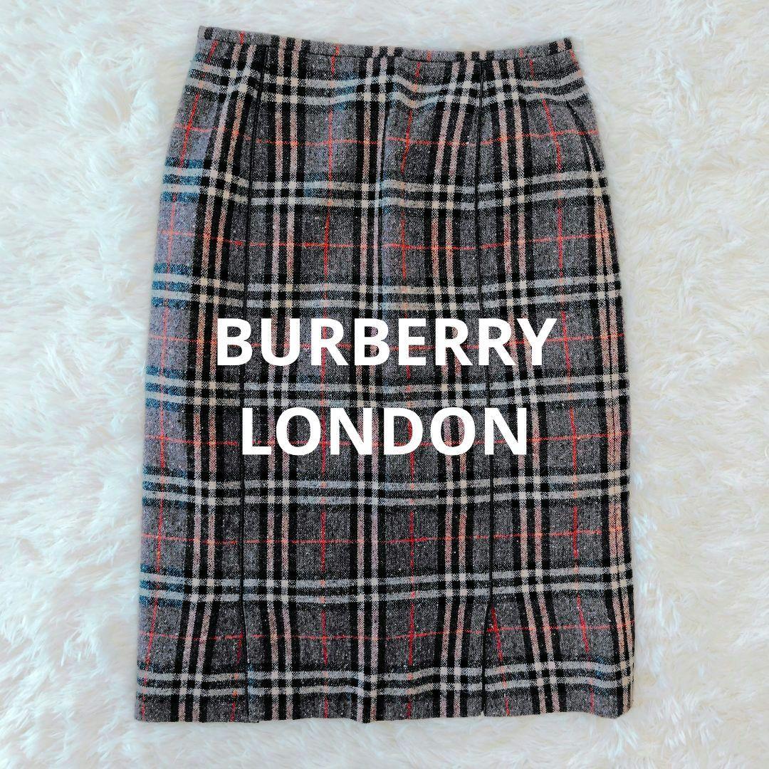 BURBERRY LONDON ツイード チェックスカート ウール カシミヤ混