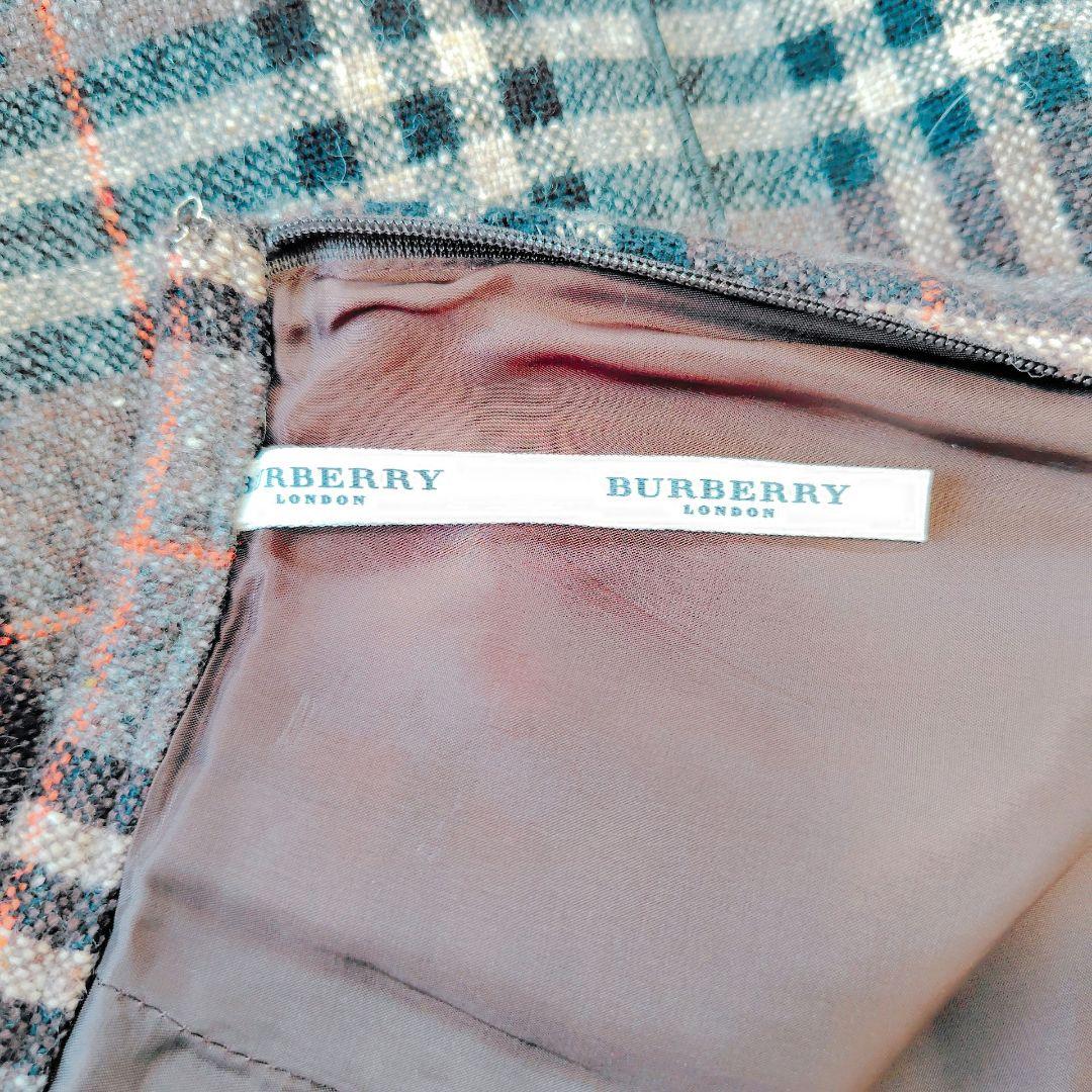 BURBERRY LONDON ツイード チェックスカート ウール カシミヤ混