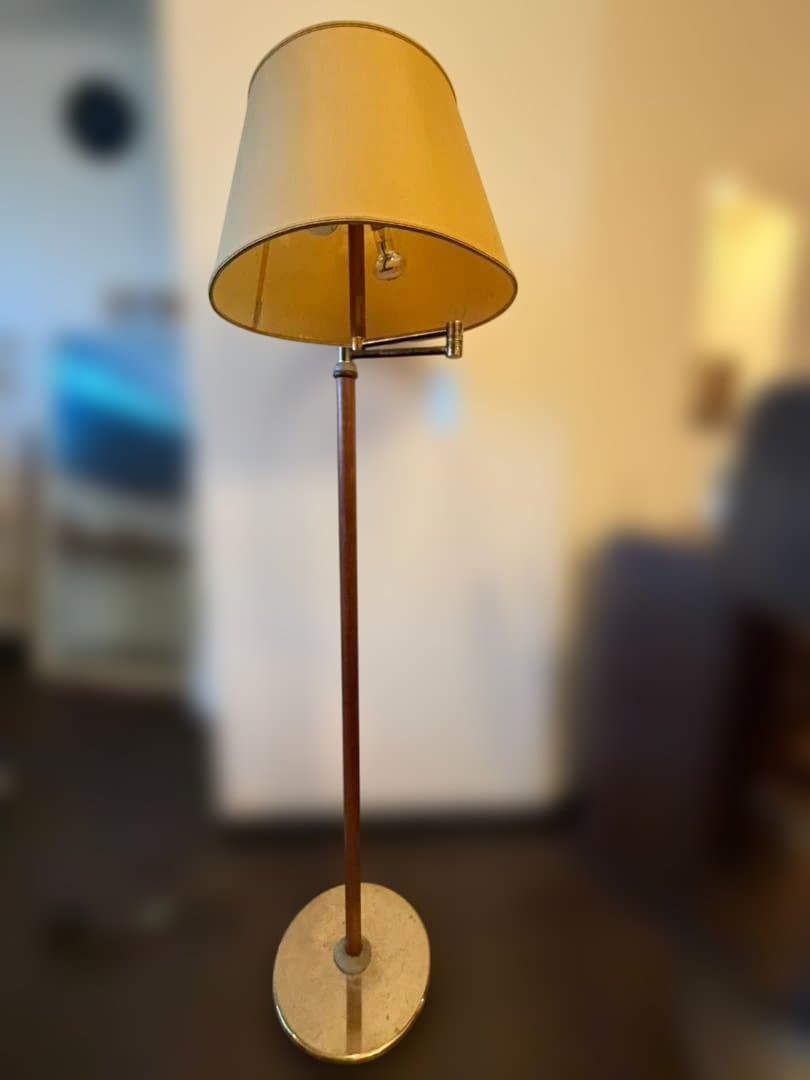 ヤマギワ　ヴィンテージ ビーチ材×真鍮色　2灯 スイングアーム