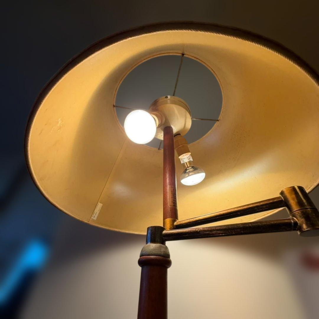 ヤマギワ　ヴィンテージ ビーチ材×真鍮色　2灯 スイングアーム