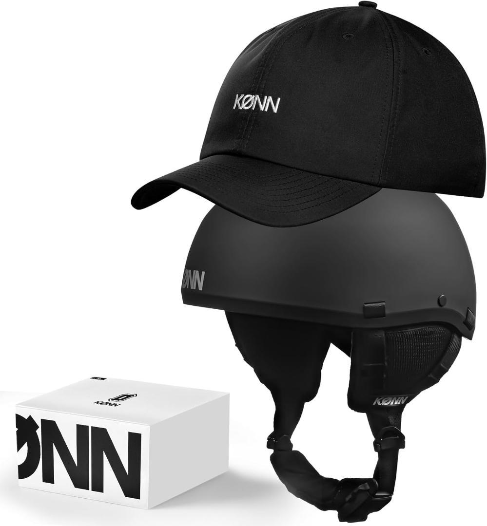 KONN スキーヘルメット 帽子対応セット 360°頭囲調節 マグネットバックル