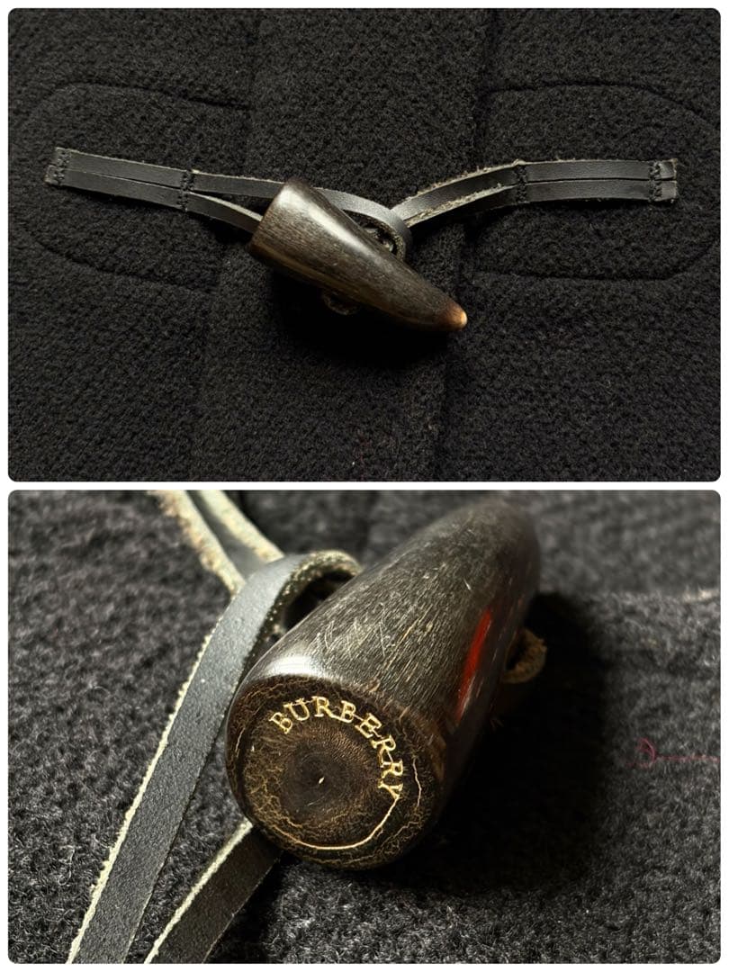 【美品】バーバリーロンドン ダッフルコート ヘリンボーン 黒 XL 近年モデル