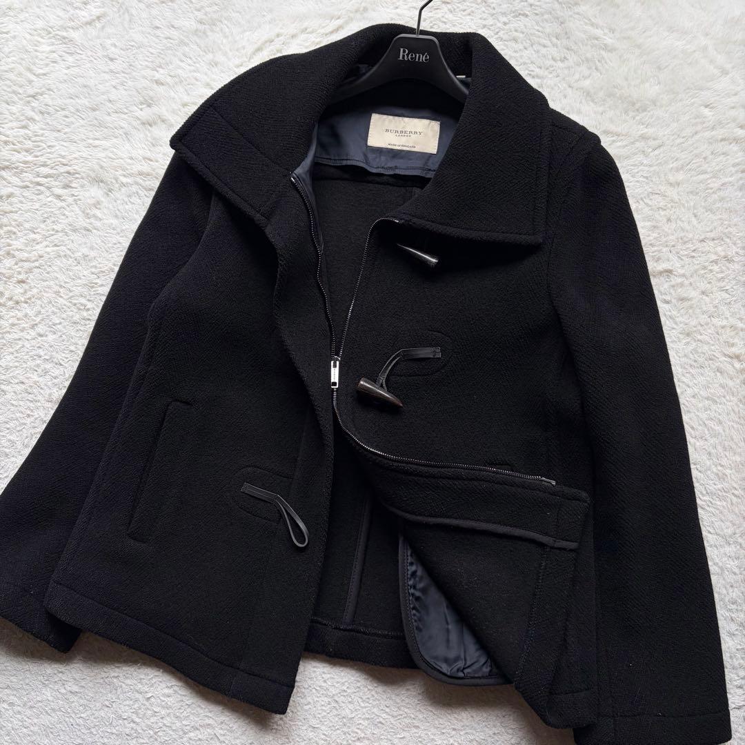 【美品】バーバリーロンドン ダッフルコート ヘリンボーン 黒 XL 近年モデル