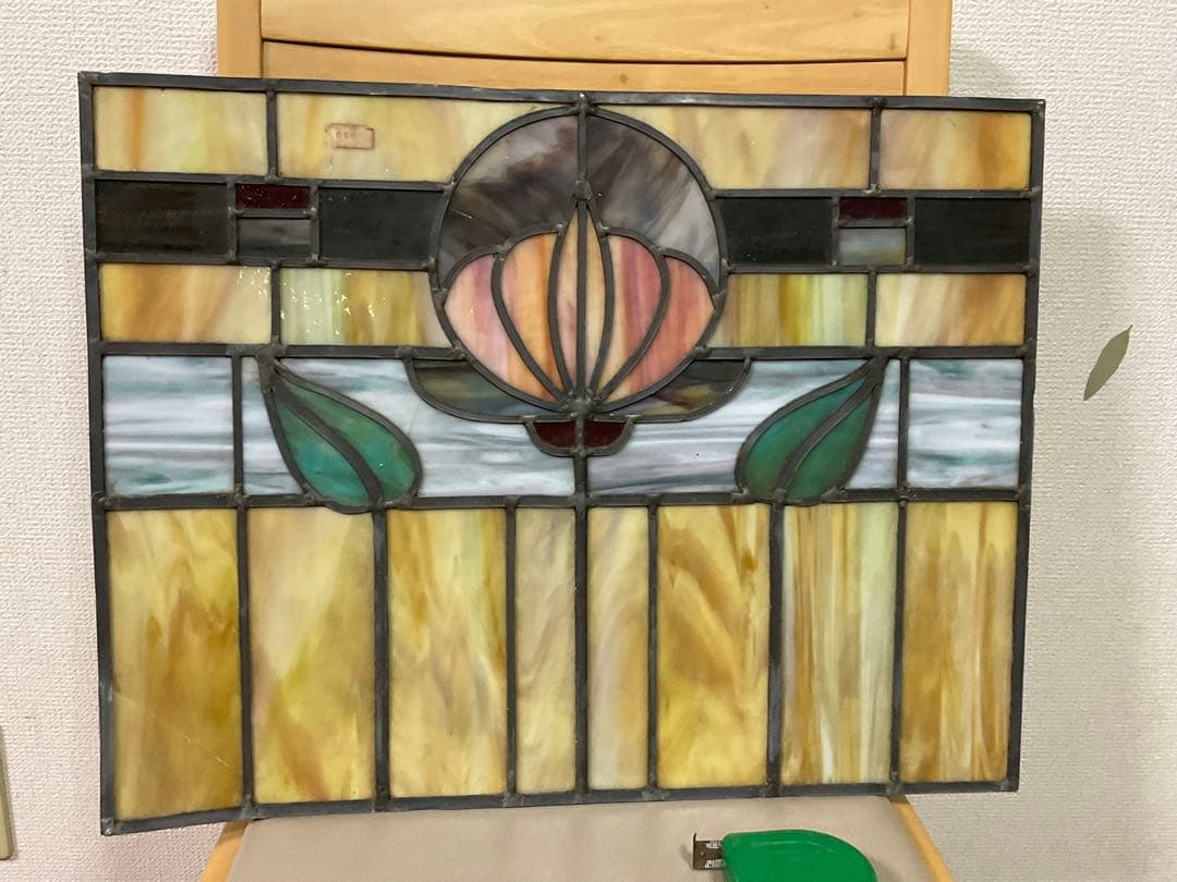 西洋アンティーク　大　ステンドグラス　 約51cm x 40cm 工芸品　ガラス