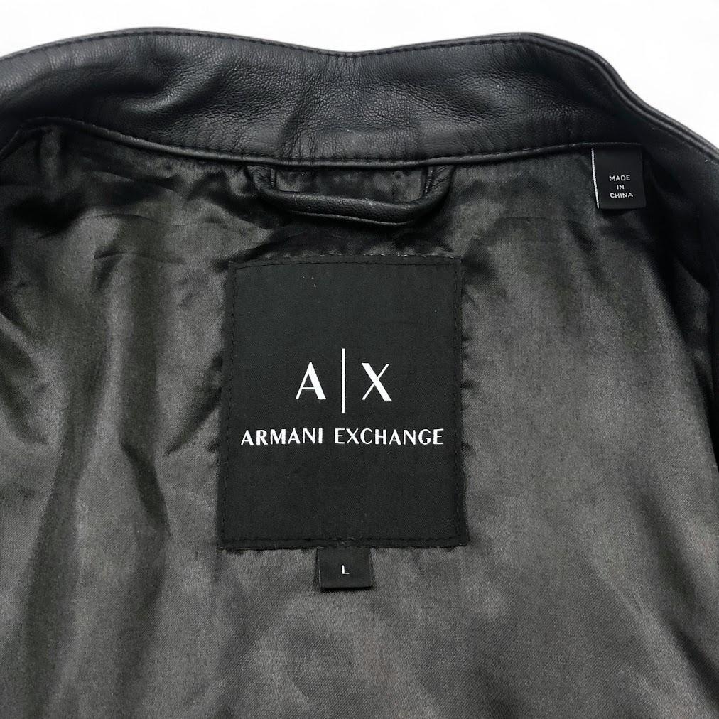 美品 アルマーニ エクスチェンジ フェイクレザー シングルライダース ジャケット