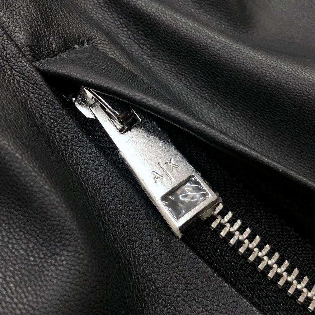 美品 アルマーニ エクスチェンジ フェイクレザー シングルライダース ジャケット