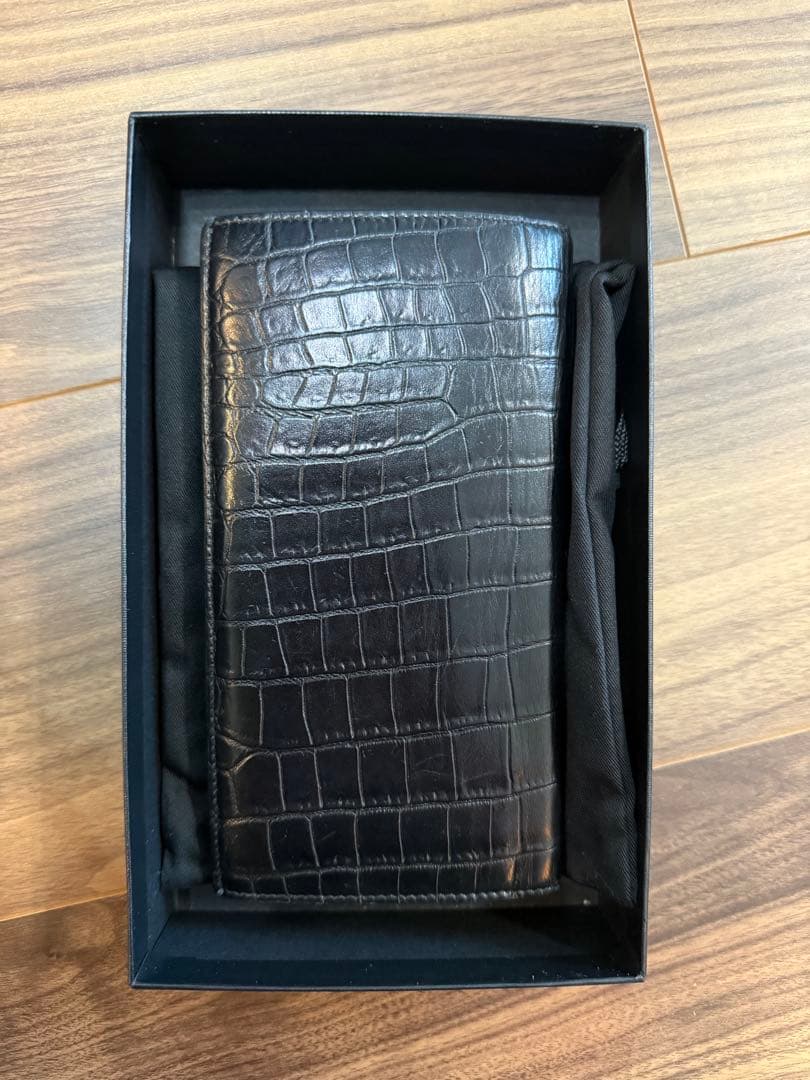 サンローラン SAINT LAURENT 長財布 クロコ ブラック