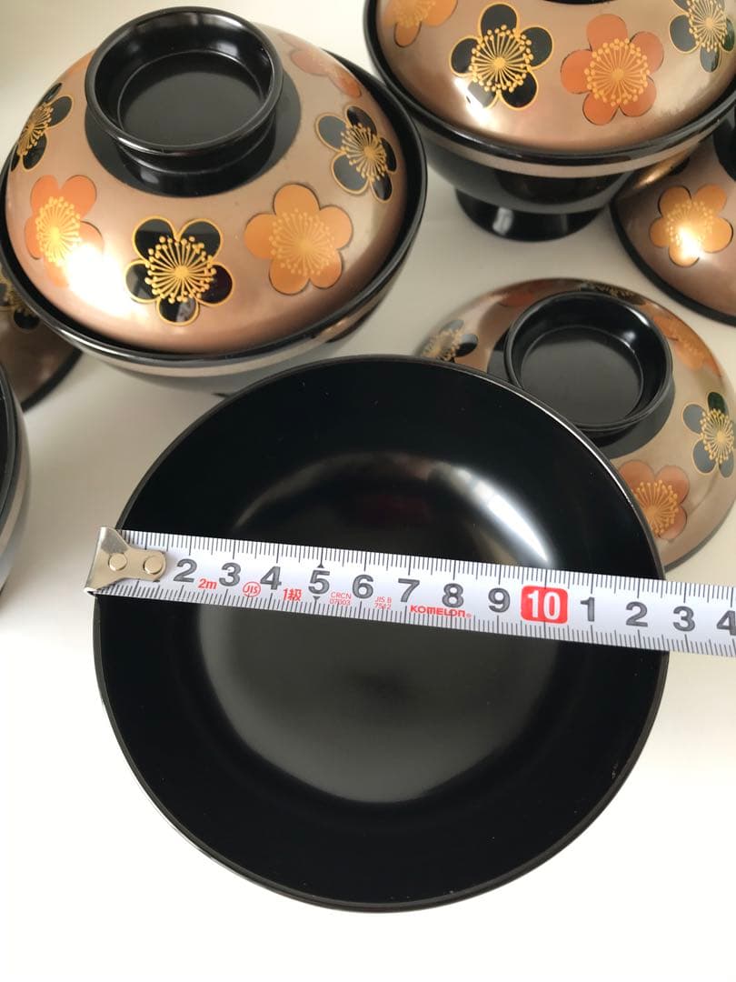 稀少　色絵柄　能登輪島塗 蒔絵 木製　蓋付椀 煮物椀　吸物椀　5客セット　共箱