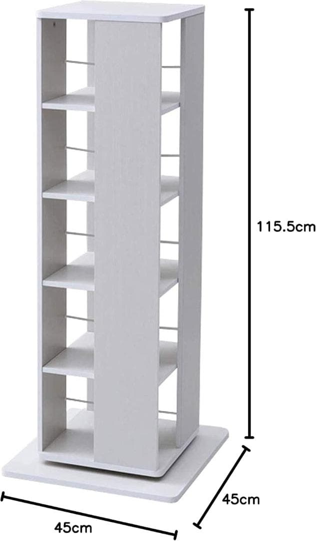 山善(YAMAZEN) 回転本棚 ホワイト 木目調 DSRR-5(JW)