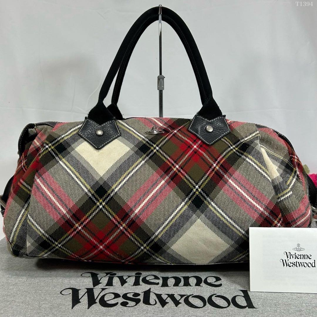 【美品】ヴィヴィアンウエストウッド ダービー ボストンバッグ チェック オーブ