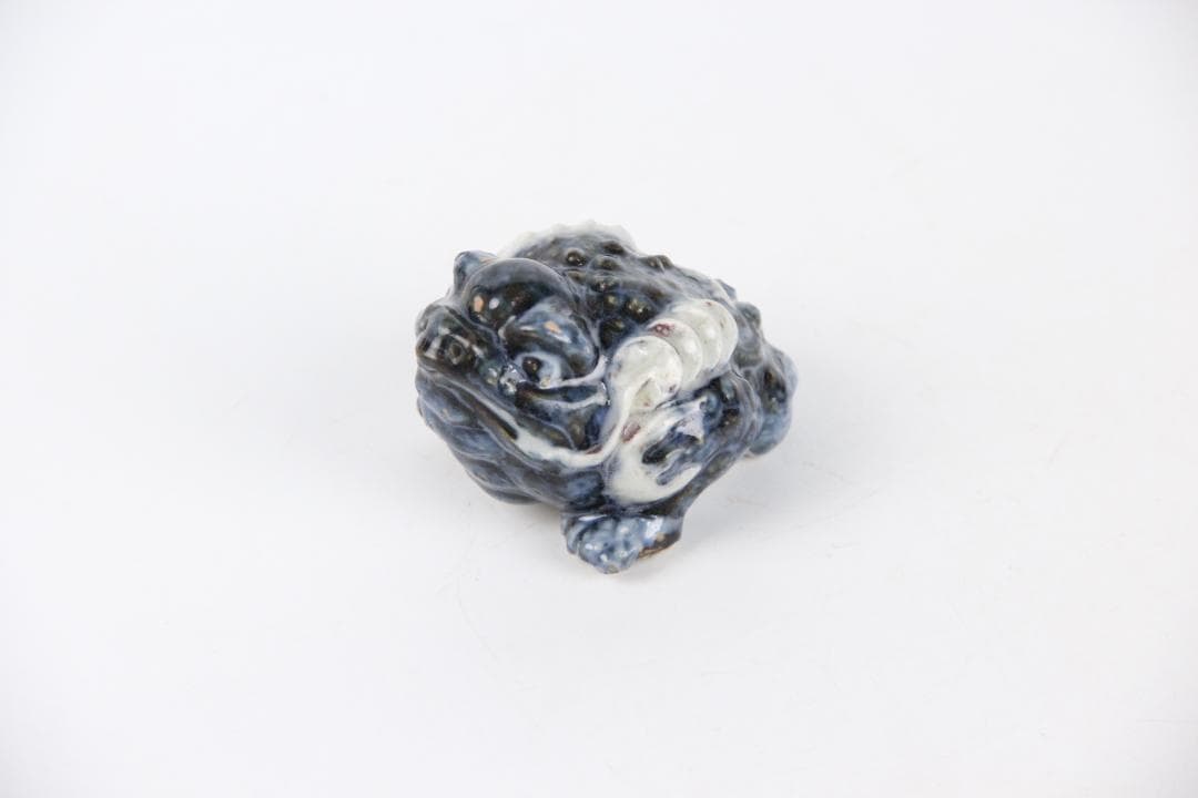 唐物　陶製 置物 蛙 蟾蜍 青白釉 茶道具　古陶 陶彫 FF01-05