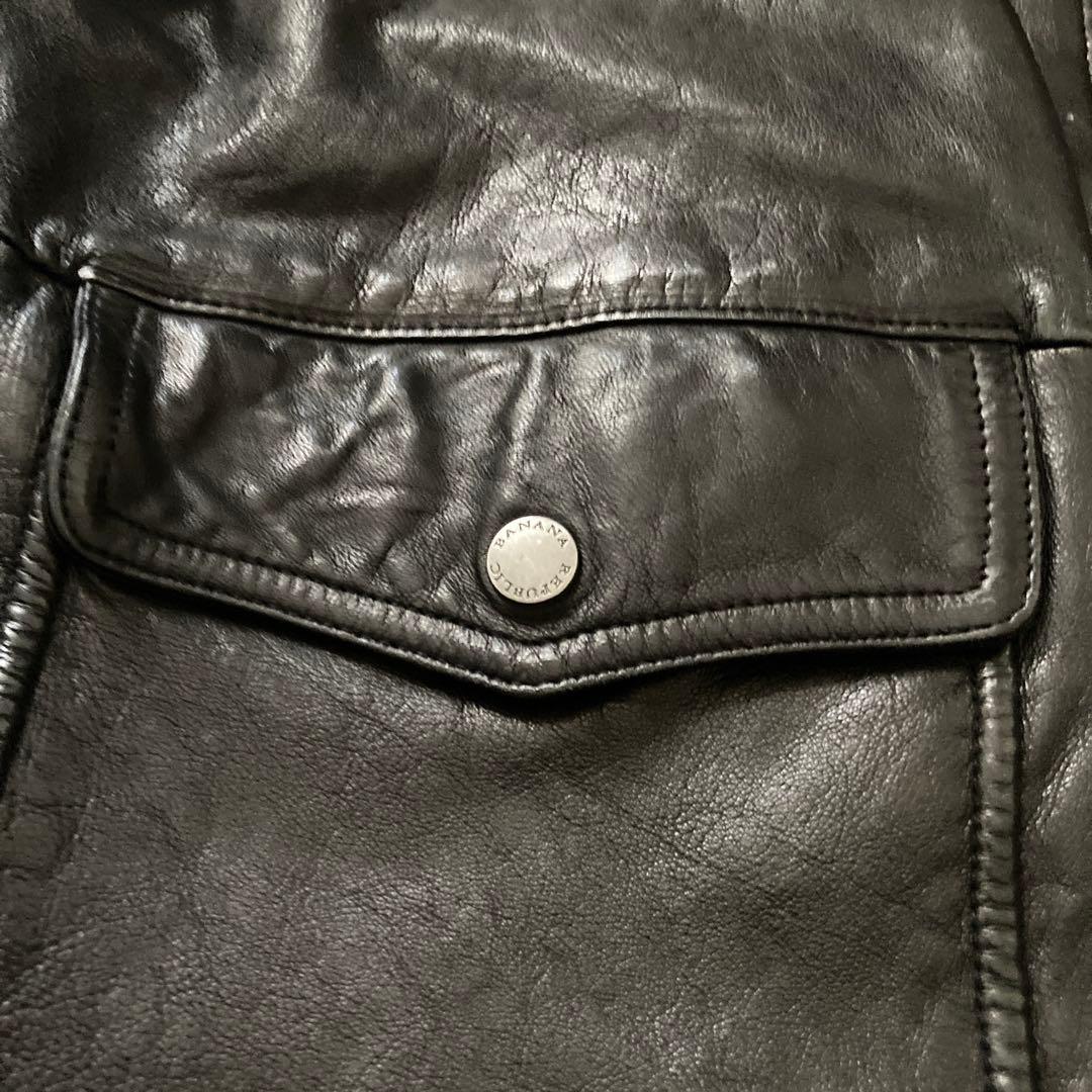 限定価格BANANA REPUBLICシングルライダースジャケット Lラムレザー