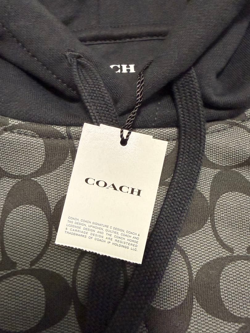 COACH SIG HOOD チャコールシグネチャー Lサイズ